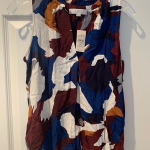 Loft NWT multi color rayon sleeveless blouse